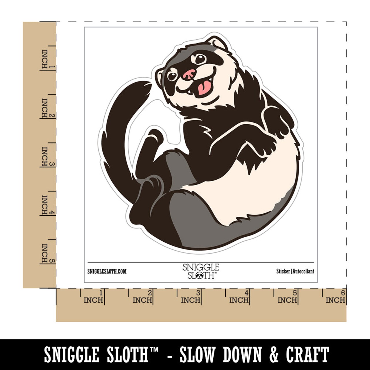 Silly Ferret on Back Waterproof Vinyl Phone Tablet Laptop Water Bottle Sticker Set - 5 Pack